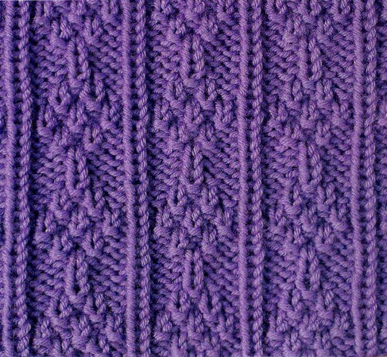 Knit and Purl Stacked Tress Stitch Knitting Kingdom